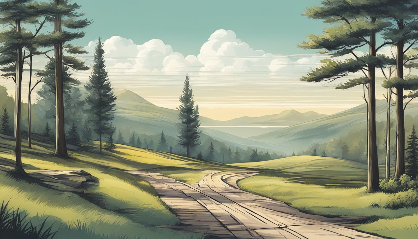 A landscape with a clear focal point, balanced elements, and leading
lines for
depth