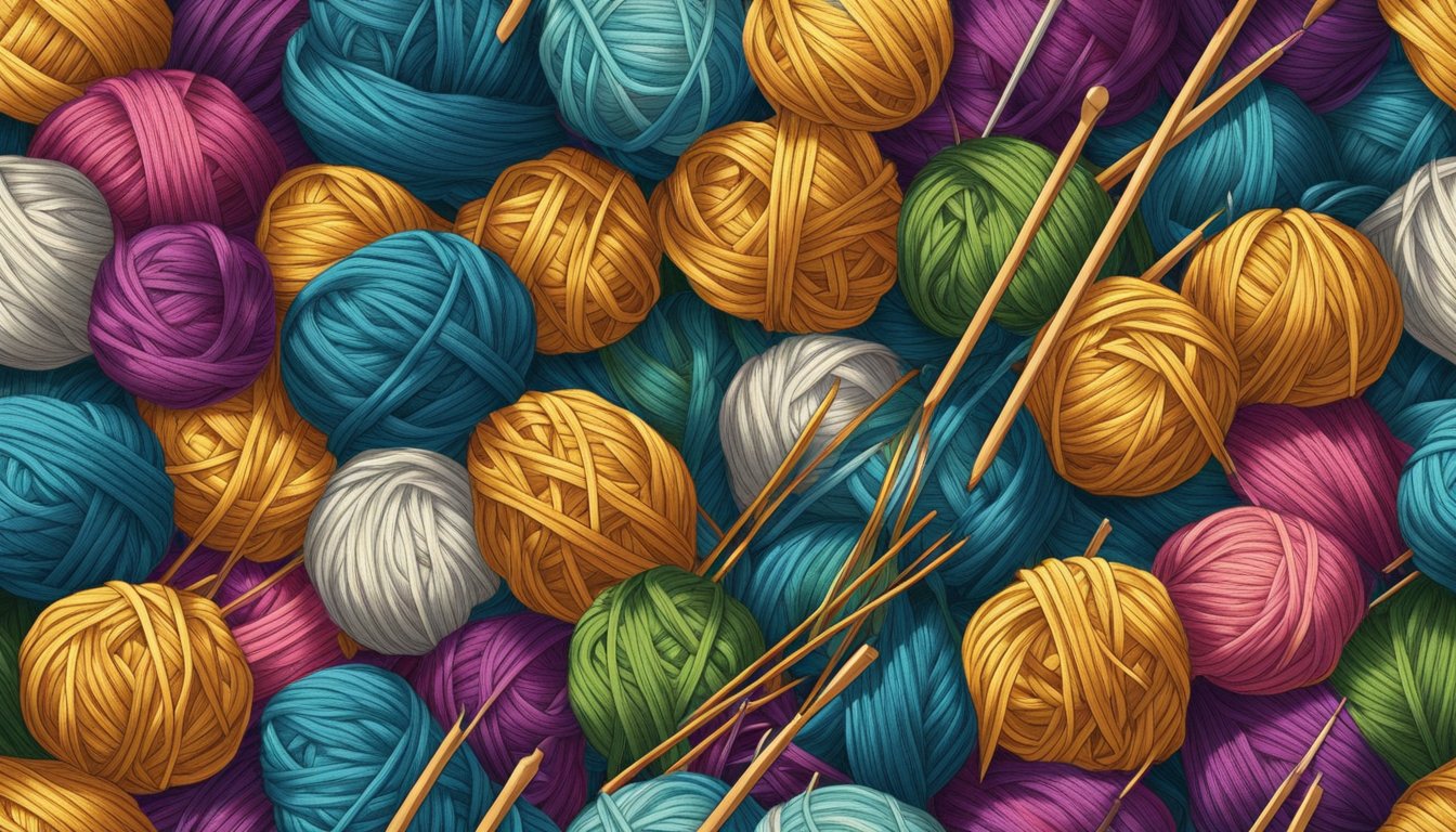 A ball of yarn unravels as knitting needles weave in and out, forming
the beginnings of a cozy
garment