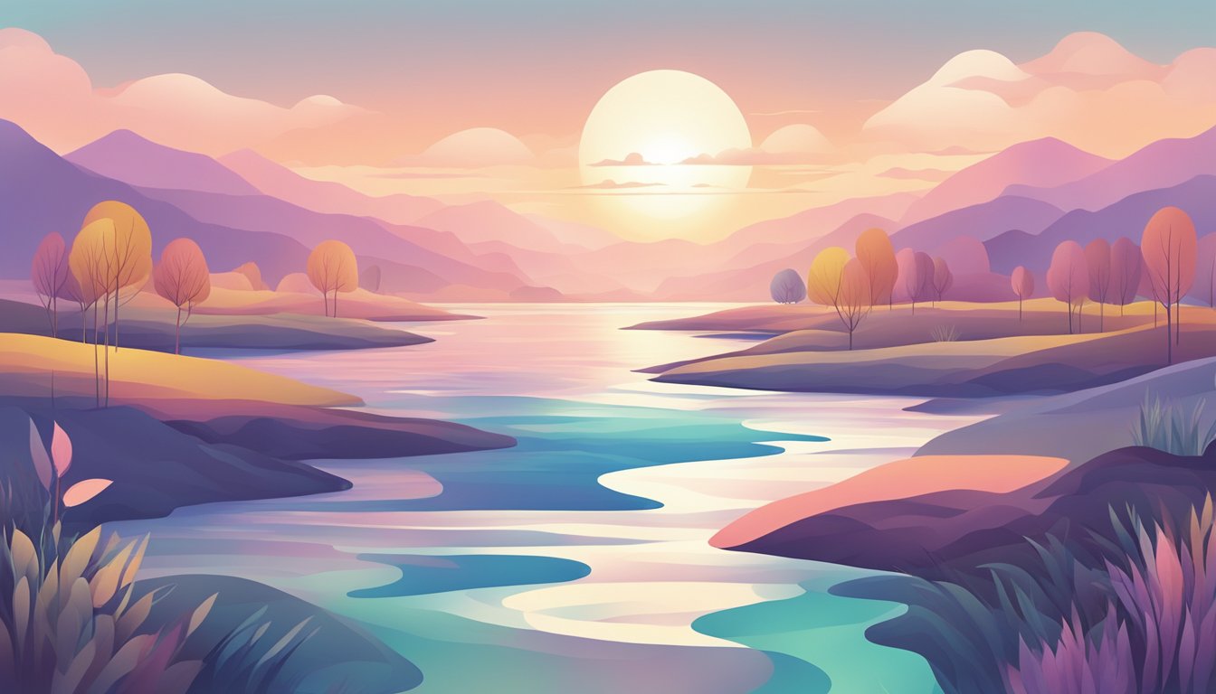 A serene digital landscape with calming colors and flowing lines,
representing mental clarity and focus through mindfulness and
therapeutic
interventions