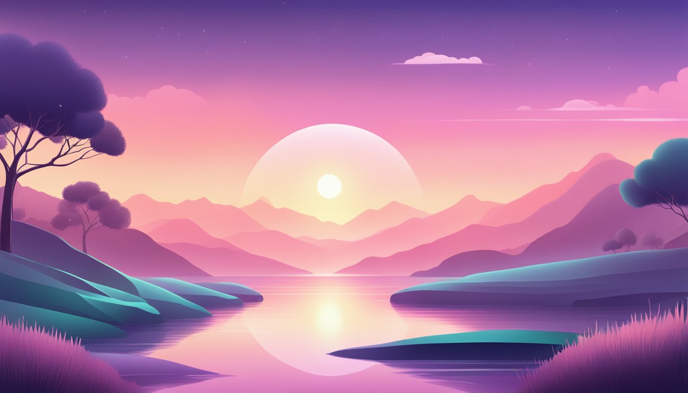 A serene digital landscape with a glowing screen displaying
mindfulness resources. Calming colors and clean lines convey mental
clarity and
focus