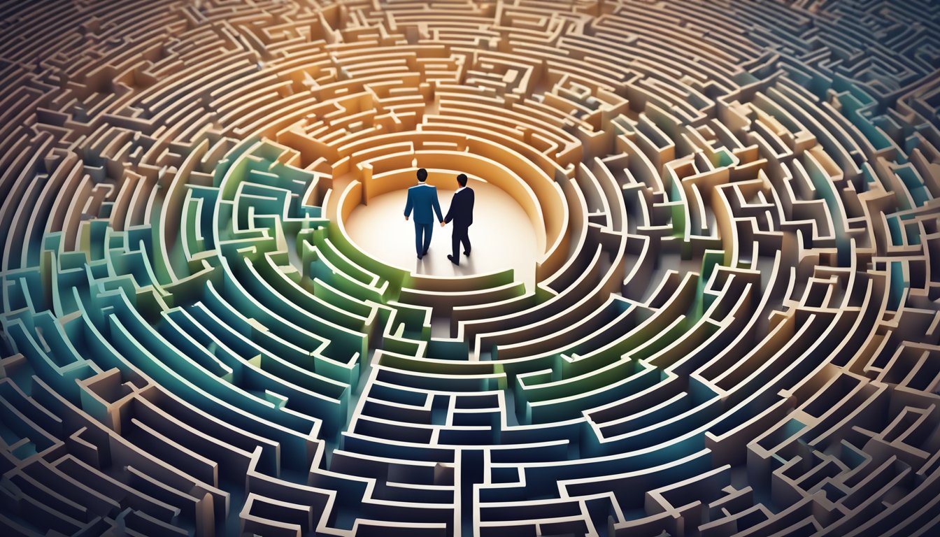 A figure guiding another through a maze, symbolizing mentorship in
personal
success
