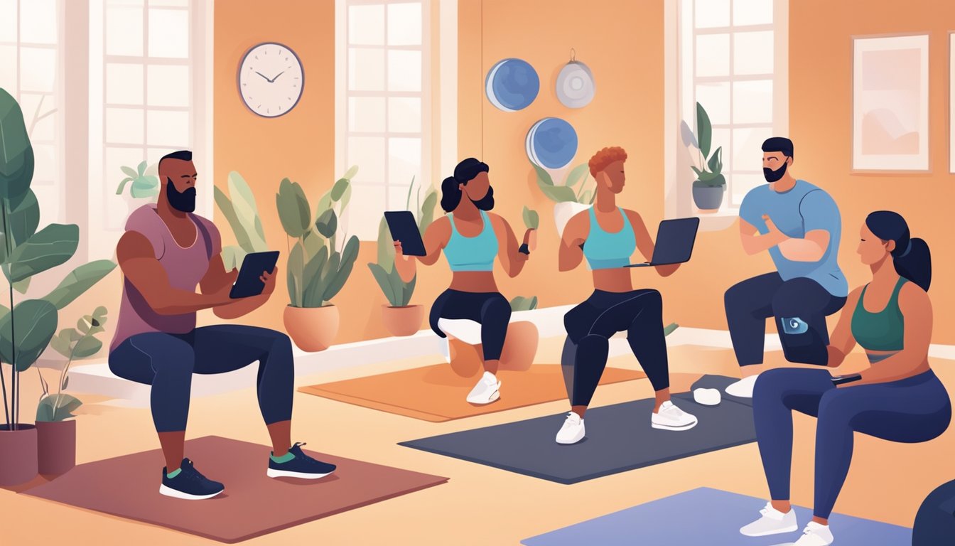 A diverse group of people engage in online fitness programs,
connecting and supporting each other in virtual workout sessions
tailored to their individual
lifestyles