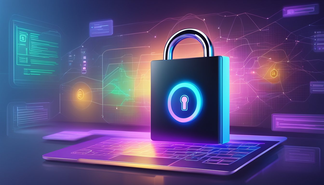 A digital padlock symbolizes data privacy and security in an online
learning environment. A futuristic interface displays upcoming online
learning trends for 2024 and
beyond