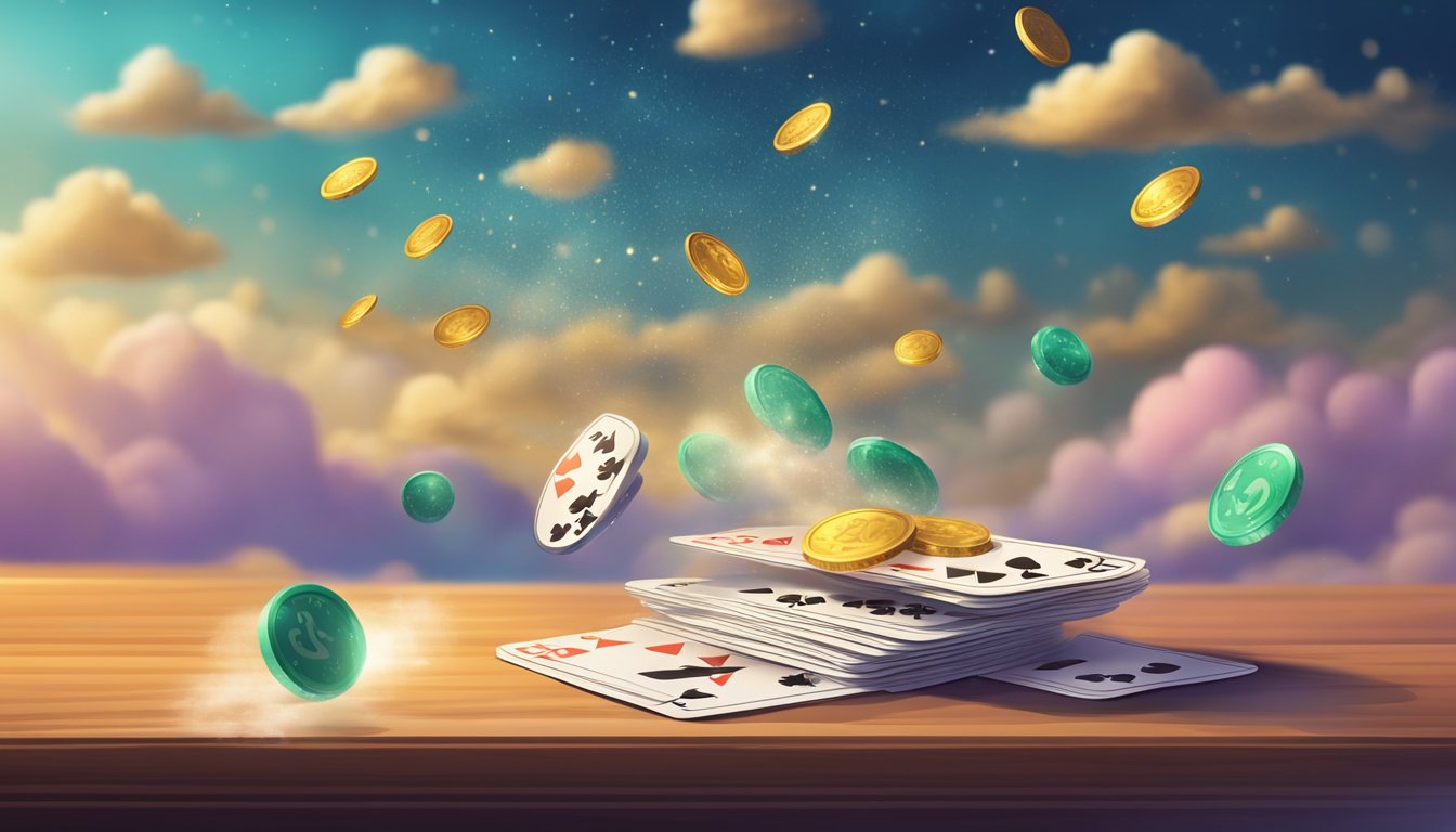 A deck of cards floats mid-air, while a coin mysteriously disappears.
A wand rests on a table, surrounded by a cloud of glittering
dust