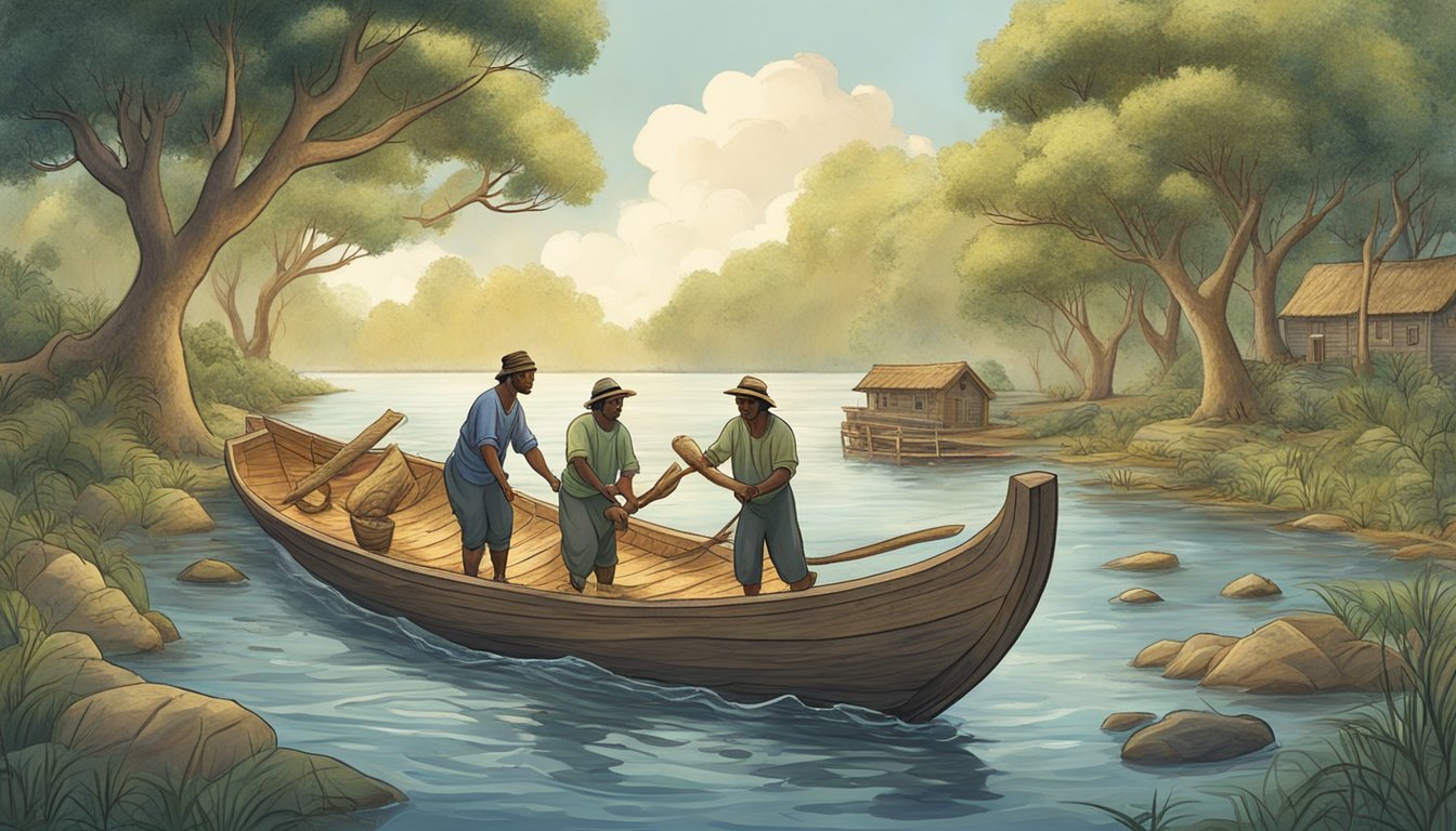 Men chop trees, shaping wood for a boat, following instructions.
Cultural and literary connections are evident in the fable’s
message