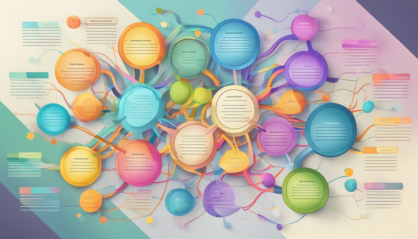 A colorful mind map with interconnected branches, vibrant colors, and
various shapes represents the impact of mind mapping on creative
thinking and knowledge
retention