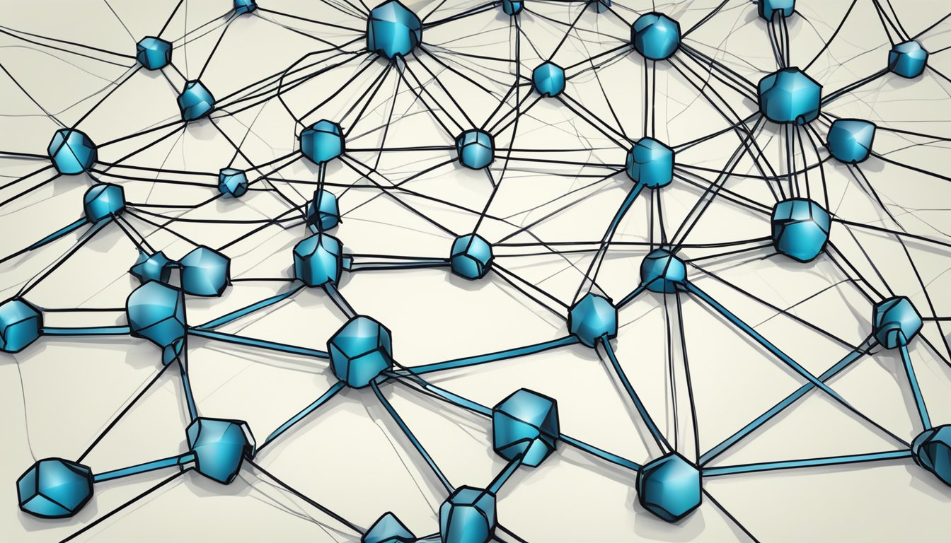 A group of interconnected nodes symbolizing networking, with lines
connecting them to show collaboration and
communication