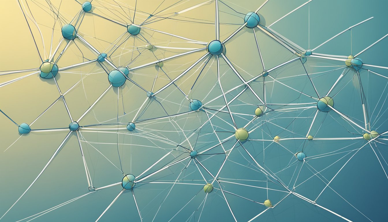 A group of interconnected nodes forming a web, symbolizing networking
and collaboration. Various lines and connections illustrate the
importance of connecting and sharing
ideas