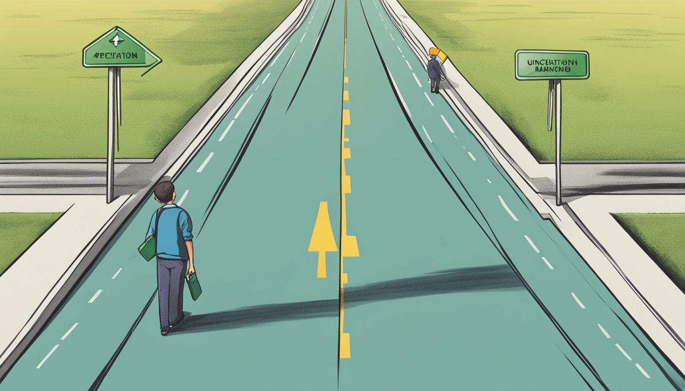 A person faces a fork in the road, with one path leading to a clear
destination and the other to uncertainty. The person is weighing the
options, showing the need for quick decision-making
skills